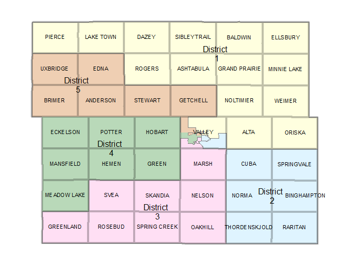 map of Barnes County Districts